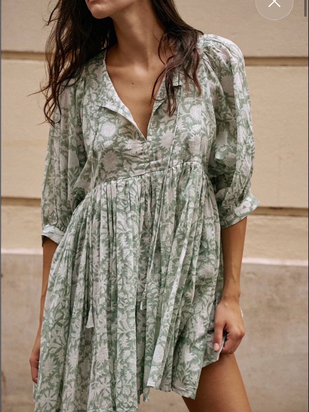 Daughters of India Kyra mini dress sage green